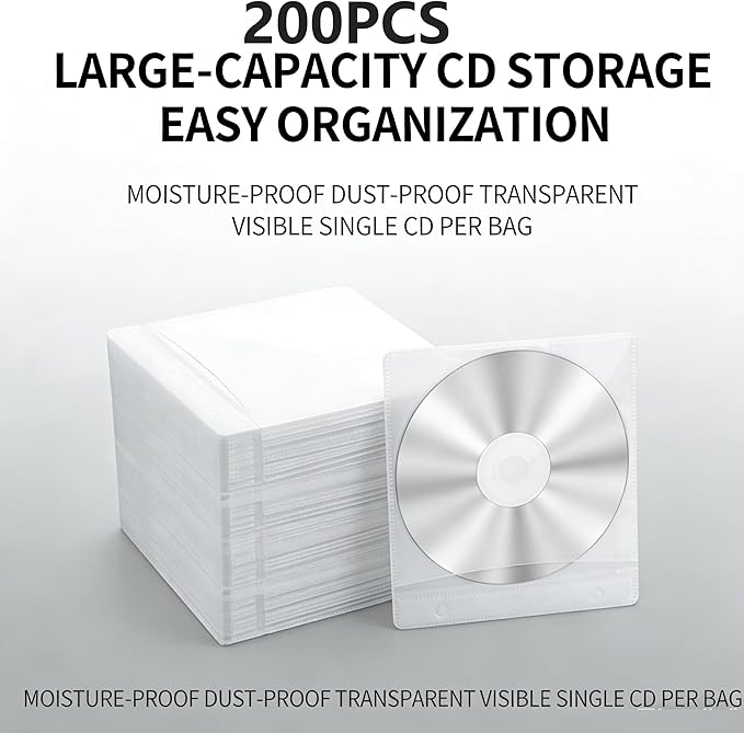 200 Pcs CD DVD Sleeves - Image 2