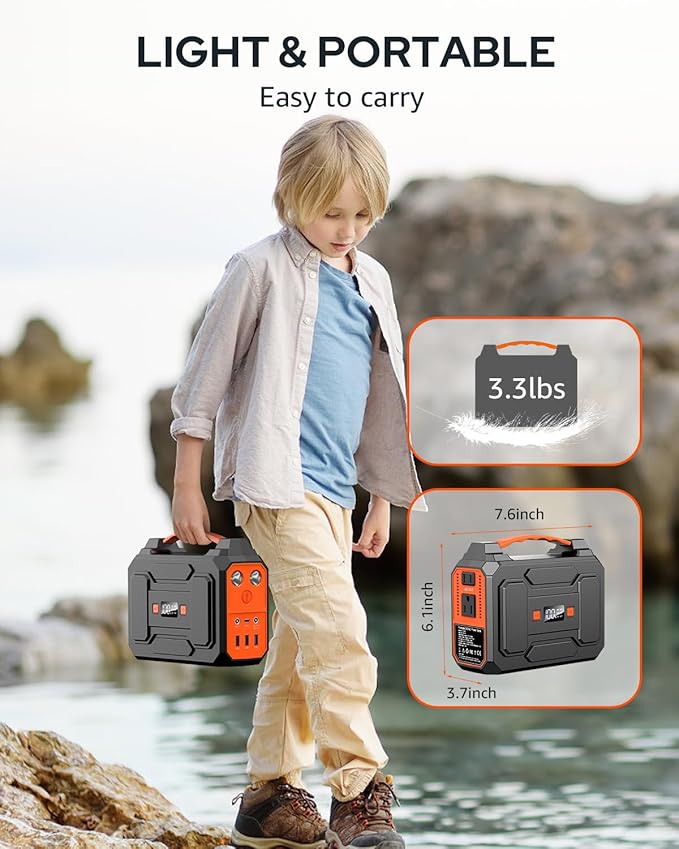 Apowking Portable Power Station Bank 146Wh 200W Peak, Solar Powered Power Bank - Image 6