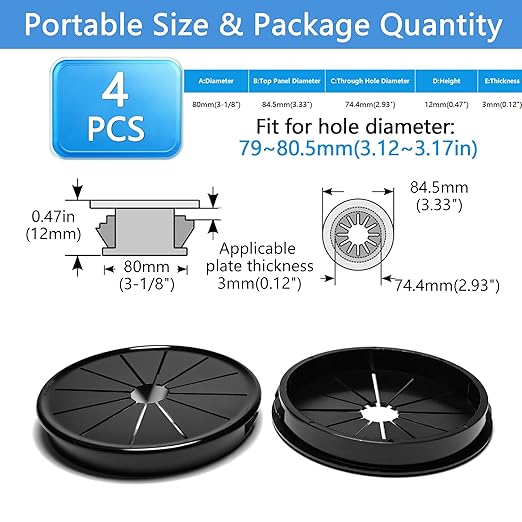 4 Pcs Cable Grommet, Snap Bushing 3-1/8" Mounting Diameter, Flexible - Image 9