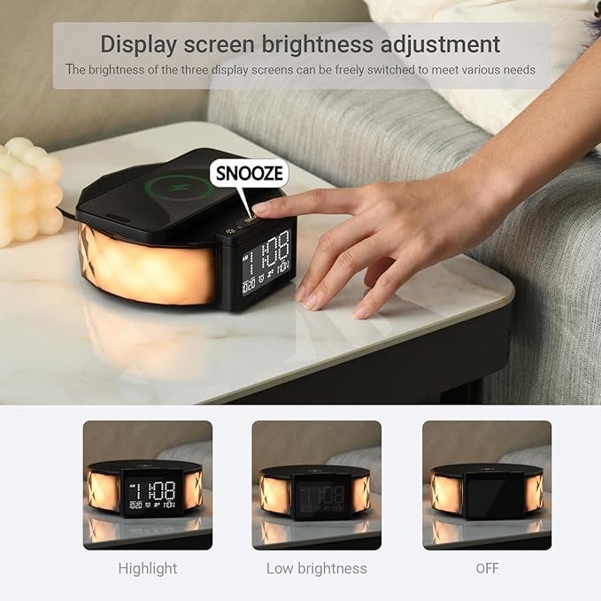 Alarm Clock with Fast Wireless Charging 15W, Digital Alarm Clock Night Lamp - Image 5
