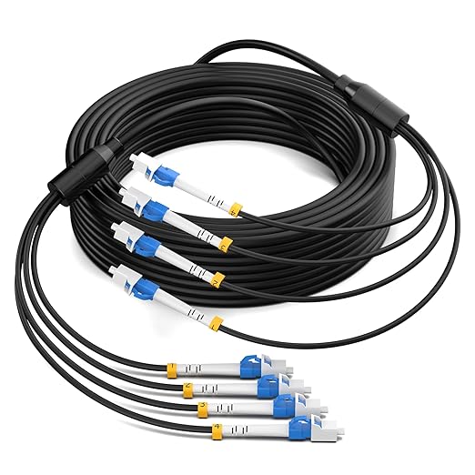 15M/49FT Outdoor Armored LC to LC Fiber Optic Cable, 4 Core OS2 Single Mode by Unknown