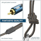 EMK 3.5mm to 2RCA Cable 24K Gold-Plated Nylon Braided RCA to Auxiliary Stereo - Image 6