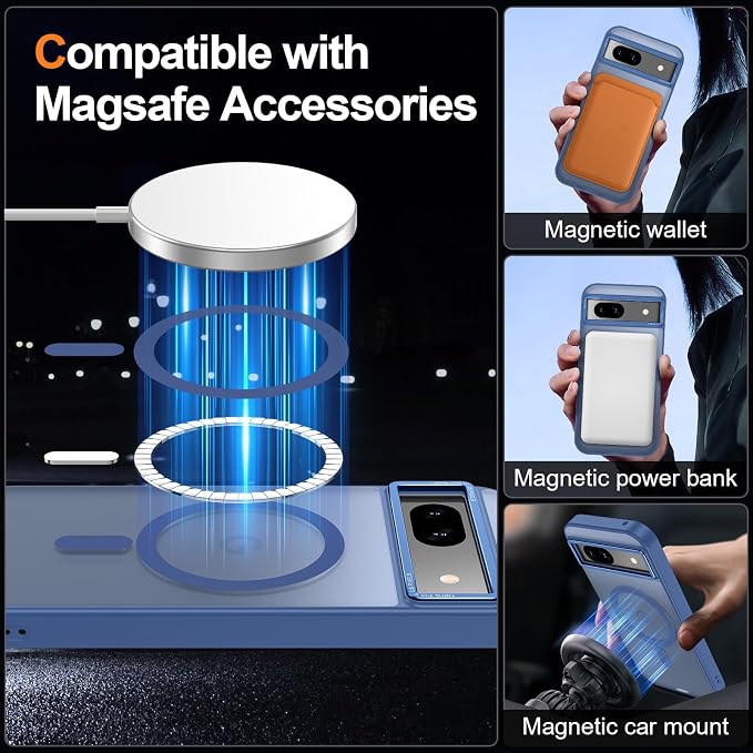 Magnetic for Google Pixel 8a Case, Shockproof Slim Translucent Matte Anti-Slip - Image 2