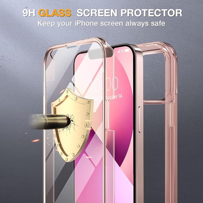 Miracase Glass iPhone 13 Case 6.1 inch, 2023 Upgrade Full-Body Clear Bumper Case - Image 6