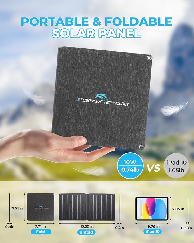 Ecosonique 10W/15W/30W/60W Portable Solar Panel Charger, IP67 Waterproof ETFE - Image 4