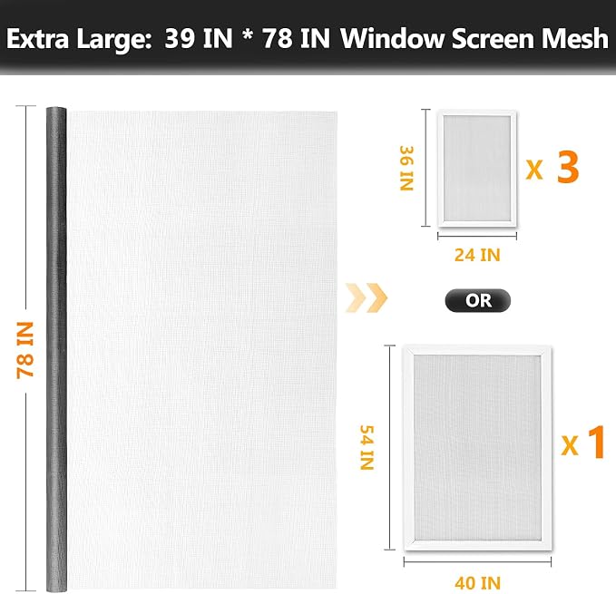 Window Screen Door Repair Kit, Durable Fiberglass Mesh Screen Roll - Image 2