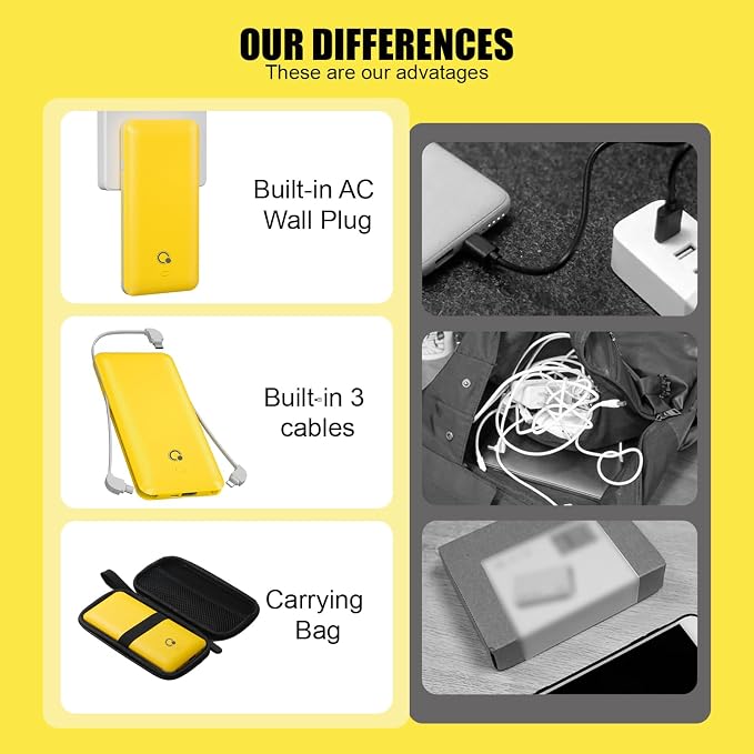 Q 10000mAh Power Bank, Slim Portable Charger, 4 Output External Battery Pack - Image 5