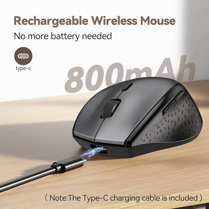 TECKNET Wireless Mouse Jiggler, USB-C Rechargeable Mouse, Silent Mouse Quiet - Image 3