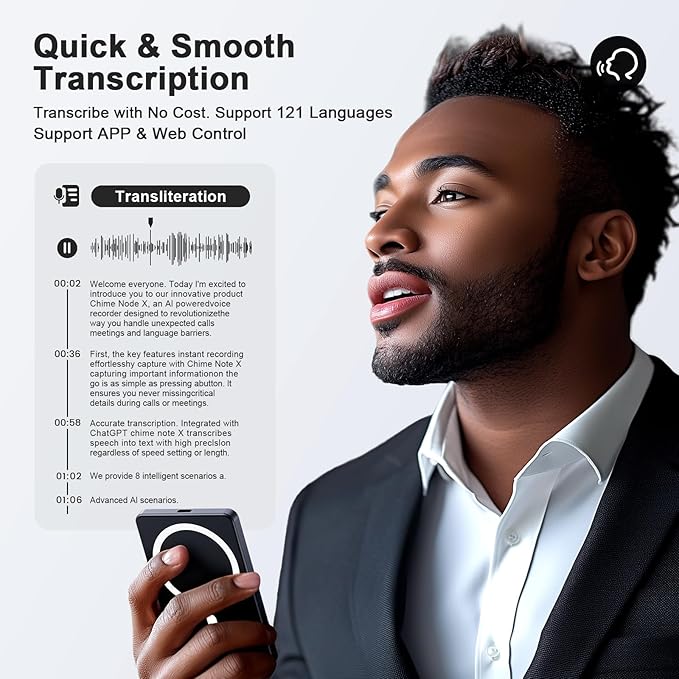 TTQ AI Voice Recorder, Digital Voice Recorder App Control, Transcribe & - Image 2