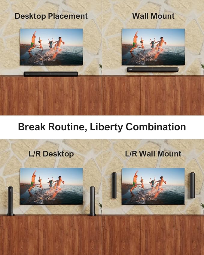 ULTIMEA 2.2ch Sound Bar for TV, Peak Power 100W, 2-in-1 Detachable Bluetooth - Image 8
