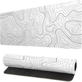 Topographic Contour White Gaming Mouse Pad XL Geographic Map Lines Extended Big by Siski