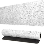 Topographic Contour White Gaming Mouse Pad XL Geographic Map Lines Extended Big by Siski