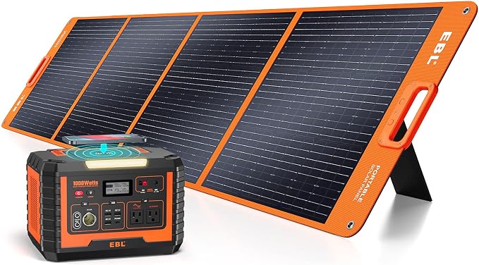 EBL 1000W Solar Generator with 200W Portable Solar Panel, Power Station 1000W by EBL
