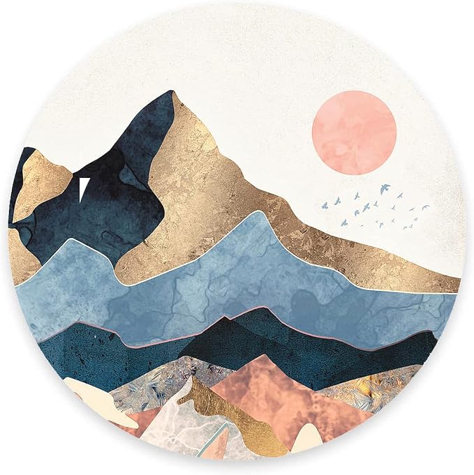 Mouse Pad, Sunrise Mountain Mouse Pad, Cute Small Round Mousepad by Armanza