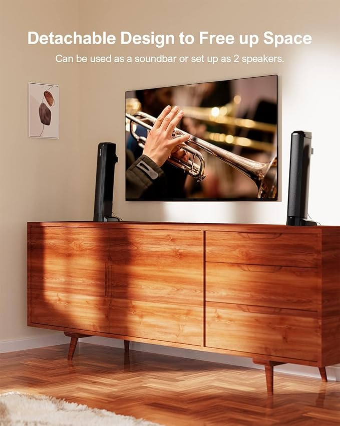 ULTIMEA 2.2ch Sound Bar for TV, Peak Power 100W, 2-in-1 Detachable Bluetooth - Image 4