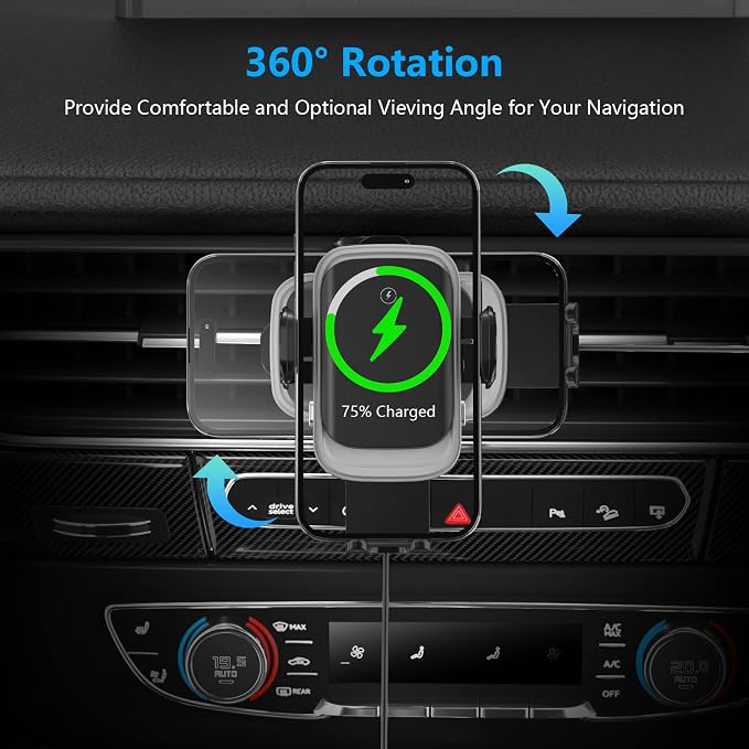 Wireless Car Charger, Auto-Clamping Car Mount 15W/10W/7.5W Fast Charging Air - Image 5