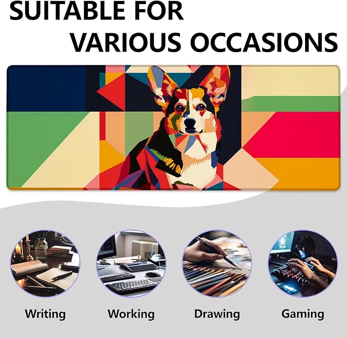 Corgi Large Mouse Pad, Gaming Mouse Pad, Keyboard Mat, Non-Slip Rubber Base - Image 2
