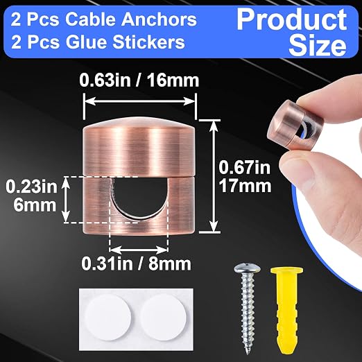 2 Sets Charger Holders for Cords, Adhesive Metal Cord Clips, Cable Management - Image 2