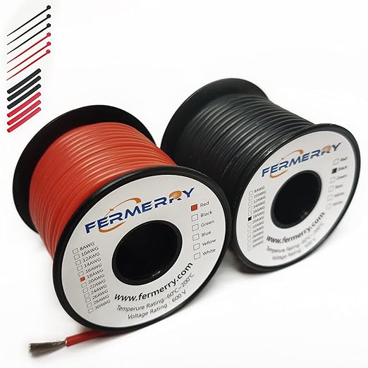 Fermerry 18 AWG Stranded Wire Spool 100ft Each 2 Colors Flexible 18 Gauge by Fermerry+Technology++