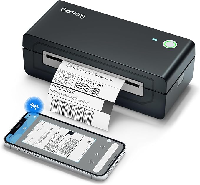Bluetooth Thermal Shipping Label Printer, 4X6 Inkless Label Machine by Gloryang