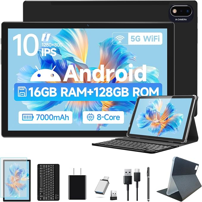 2025 Latest Android Tablet 10.1 Inch, 5G WiFi Tablets Mit 16GB RAM+128GB ROM by ANTEMPERTABLET