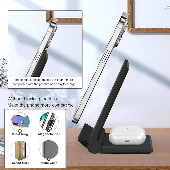 PDKUAI 2 in 1 Wireless Charger, 25W Foldable Wireless Charging Station - Image 6