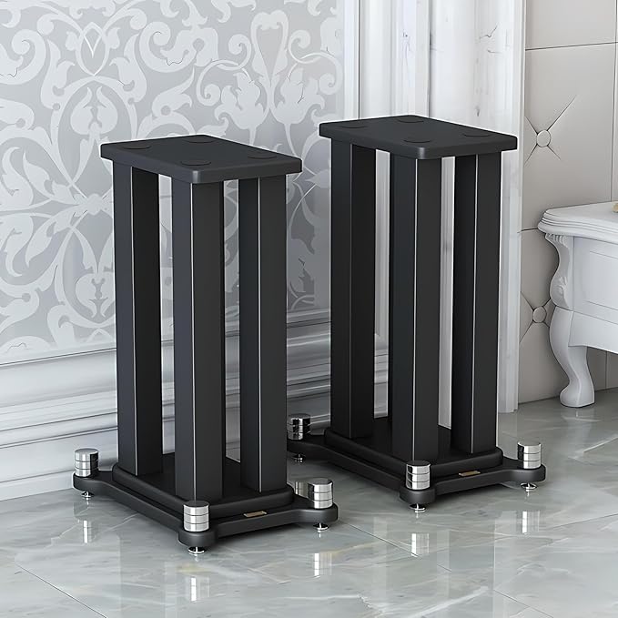 A Pair of Speaker Stands, Bookshelf Speaker Stand Steel Frame Support by KEPMOGOH