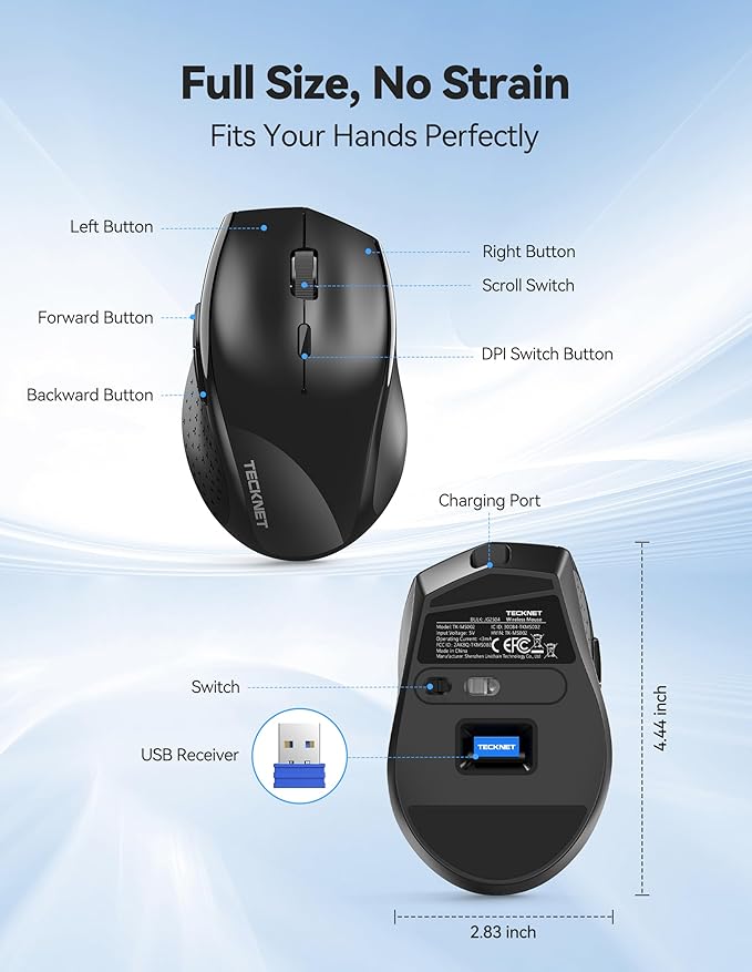 TECKNET Wireless Mouse Rechargeable, Mouse - Image 6