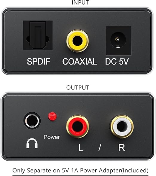 DA Converter Aluminum, 192KHz DAC Digital SPDIF Toslink to Analog Stereo Audio - Image 3