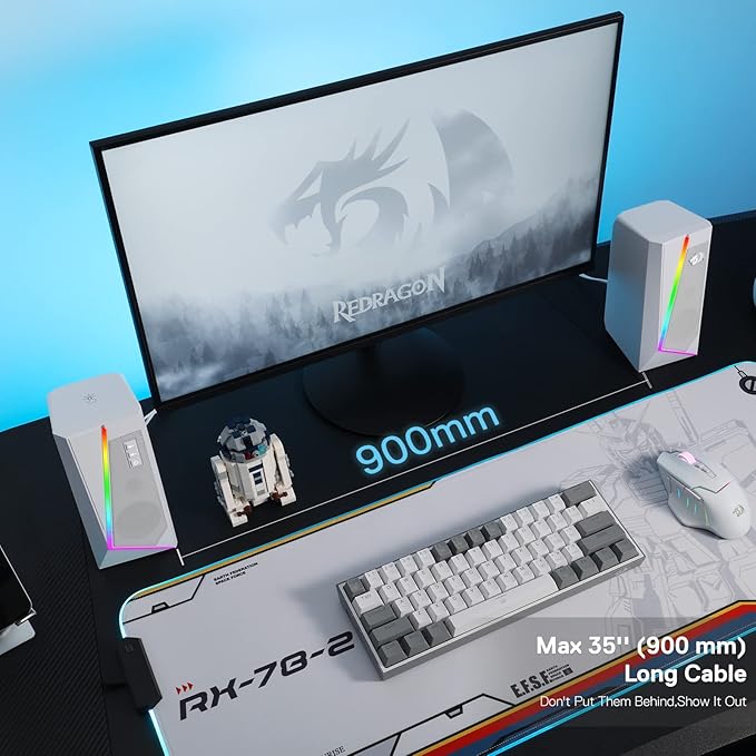 Redragon GS520 RGB Desktop Speakers, 2.0 Channel PC Computer Stereo Speaker - Image 7