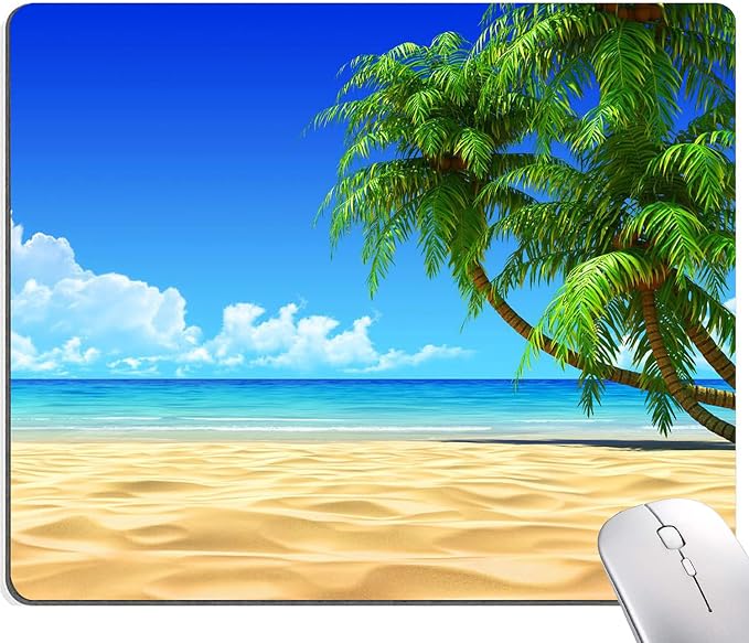 Beach Mouse Pad, Mouse Mat Square Waterproof Mouse Pad Non-Slip Rubber Base by Hokafenle