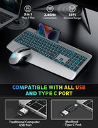 Wireless Keyboard and Mouse Backlits, Wrist Rest, LED Mouse, Rechargeable - Image 5