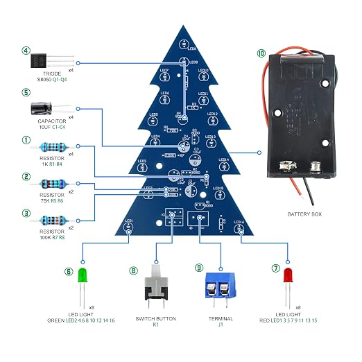 Soldering Practice Kit DIY Mini 2-Color Xmas Tree Plug-in Circuit Kit Learn - Image 3