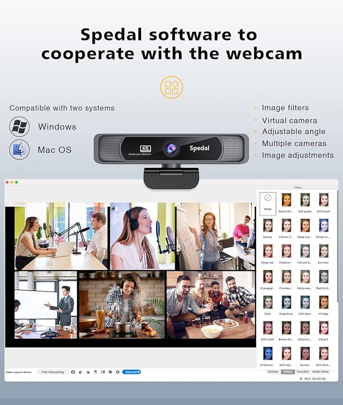 Spedal 4K UHD Webcam with Built-in AI Noise Reduction Dual Microphones - Image 8