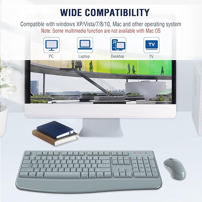 Wireless Keyboard and Mouse Combo, EDJO 2.4G Full-Sized Ergonomic Computer - Image 7