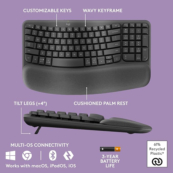 Logitech Wave Keys MK670 Combo, Wireless Ergonomic Keyboard - Image 6