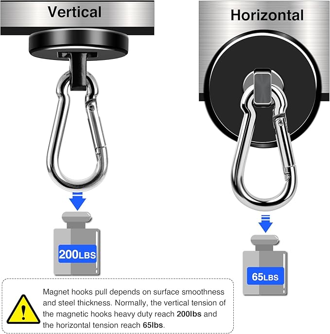 LOVIMAG Strong Magnets with Hooks, 200LBS+ Heavy Duty Magnets with Epoxy Coating - Image 3