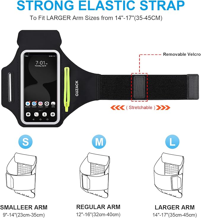 GUZACK Running Armband for iPhone 16 15 14 13 Pro Max, Galaxy S25 S24 S23 S22 - Image 6