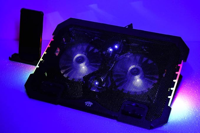 RGB Gaming Laptop Cooling Pad 17-12Inch 4FansFit Apple MacBook Laptop Fan - Image 2