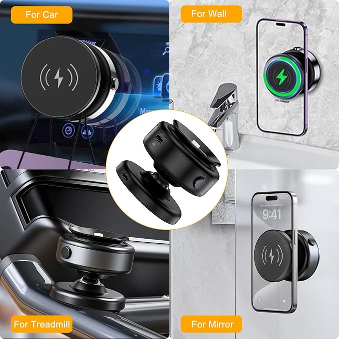 15W Wireless for MagSafe Car Mount Charger, 360° Adjustable Vacuum Magnetic - Image 7