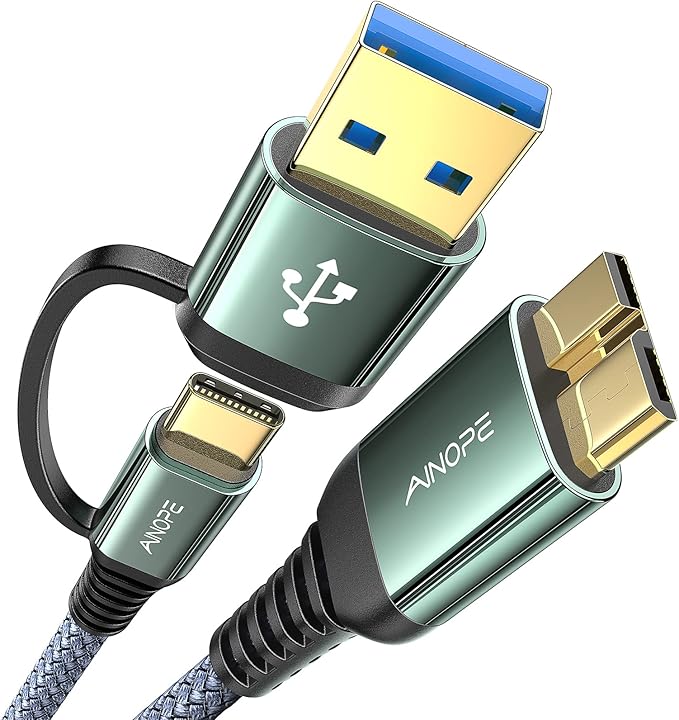 AINOPE Hard Drive Cable, Sturdy Nylon Braided External Hard Drive Cable 10Gbps by AINOPE10yearsforphoneaccessories