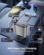 4 in 1 Retractable Car Charger, SUPERONE Smaller Fast Car Phone Charger 69W - Image 5
