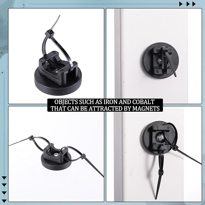 Yookeer 60 Pieces Magnetic Zip Tie Mount Multipurpose Cable Holder Magnets - Image 6