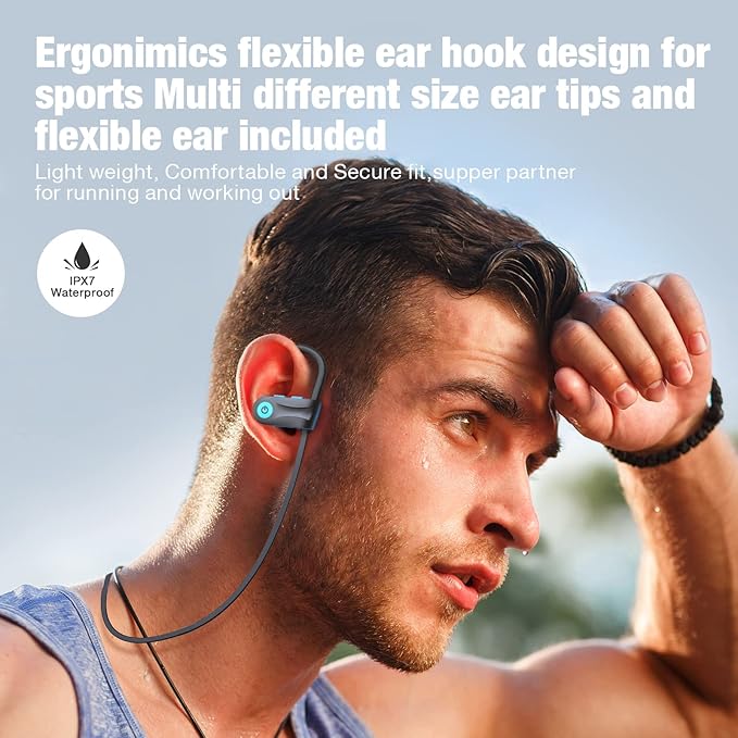 Boean Bluetooth Headphones, Stereo Bass IPX7 Waterproof Over Ear Earphones AI - Image 7