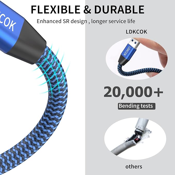 USB to USB Cable 20FT, Durable Braidedfor USB 3.0 Male to Male Type A to Type A - Image 7