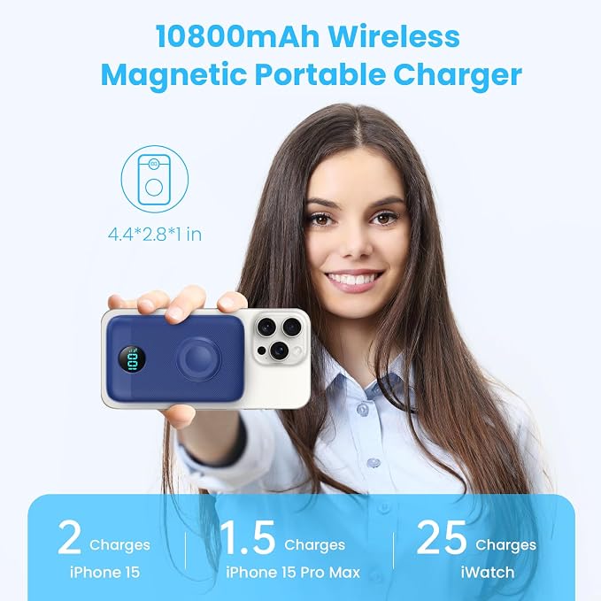 Magnetic Portable Charger 10800mAh, 4-in-1 Wireless Power Bank - Image 4