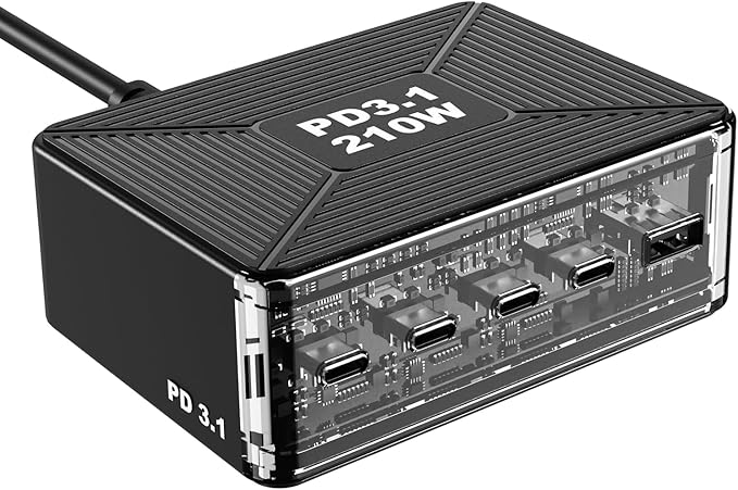 210W USB C Charger, Graaci GaN 5-Port PD3.1 140W 100W PPS Fast Charging Station by Graaci