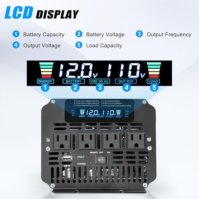 LVYUAN 3000 Watt Power Inverter 12V to 110V 120V - Image 3