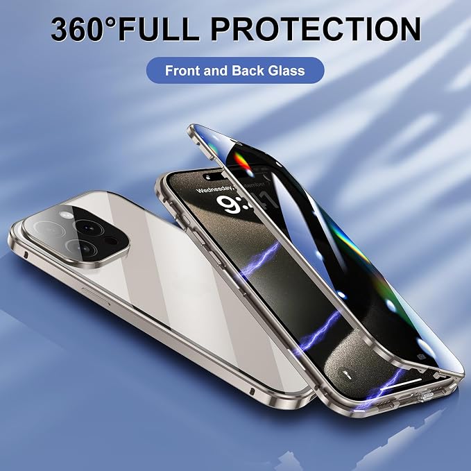 Jonwelsy Anti Peeping Case for iPhone 15 Pro, 360 Degree Front and Back Privacy - Image 4