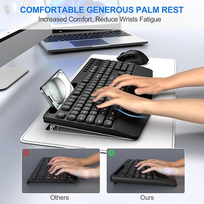 EDJO Wireless Keyboard and Mouse Combo, Full-Size Ergonomic Wireless Computer - Image 8